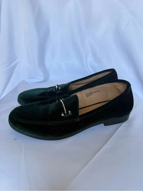 Charming Charlie Emerald Green Velvet Horsebit Loafers Size 7 - Image 5