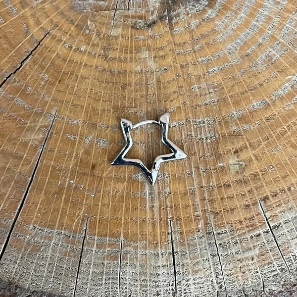 Star Huggie Hoop Earrings Silver - Image 2