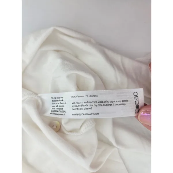 Eileen Fisher Cardigan Womens L Viscose Spandex Off White Button Front EUC - Image 5