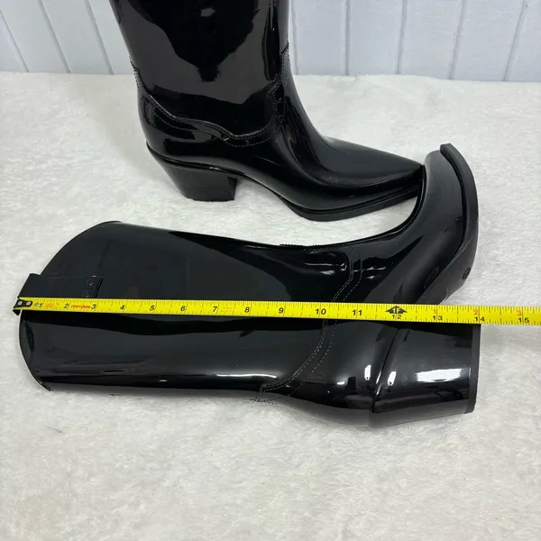 Steve Madden Glossy Tall Black‎ Heeled Rubber Boots Size 7 - Image 8