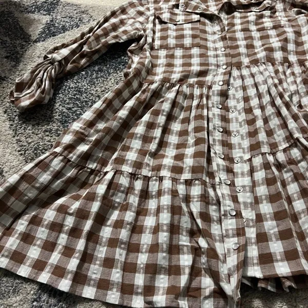 THE SHIRT Rochelle Behrens - Jules Dress in brown/cream plaid gingham‎ - Image 11