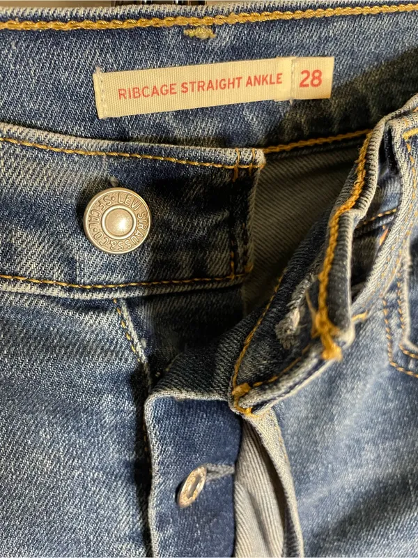 Levi's Women's Ribcage Straight Ankle Blue Denim Jeans Size 28 Buttonfly boho - Image 2
