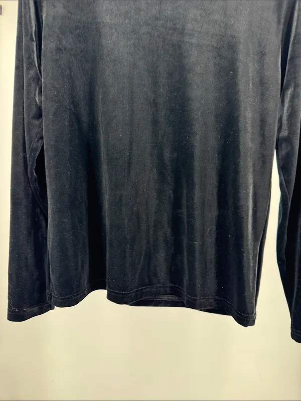 Ralph Lauren Black Women's velvet velour long sleeve Top L casual winter holiday - Image 7