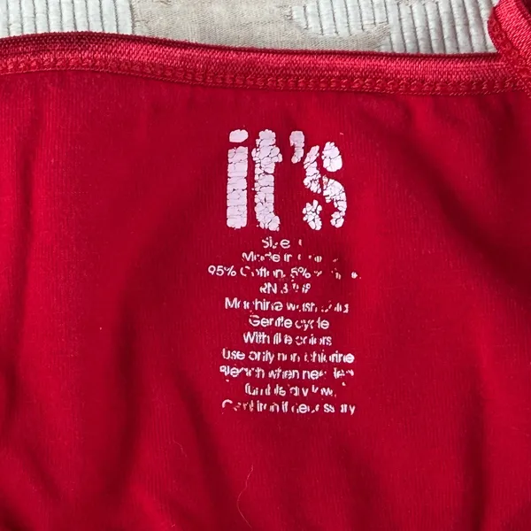It's Red Cotton Blend Shelf Bra Camisole Adjustable Straps Size L - Image 4