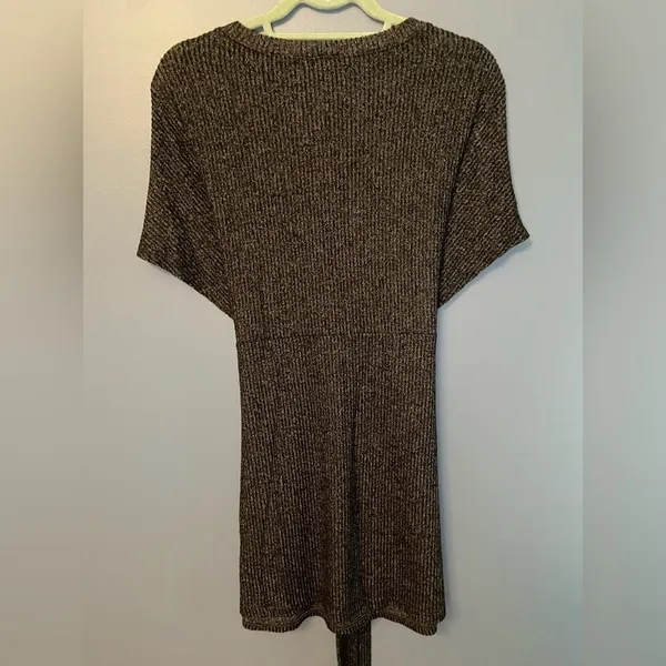 Urban Outfitters‎ Grey Ribbed Knit Dolman Sleeve Tie Waist Mini Dress XS - Image 2