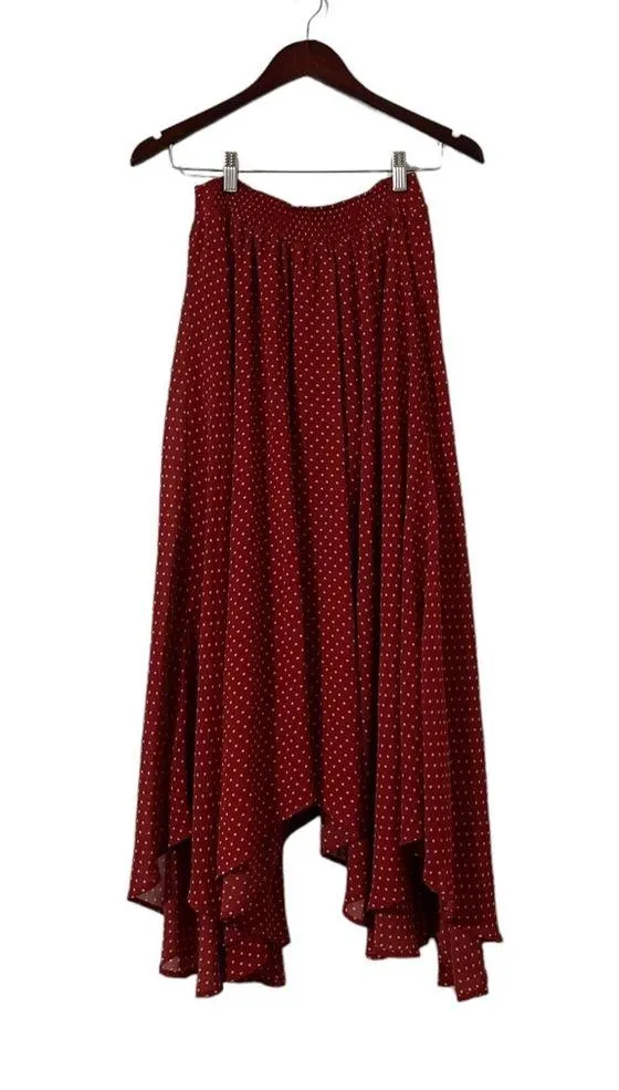 Free People Polka Dot Midi Ruffle Asymmetrical Skirt - Image 6