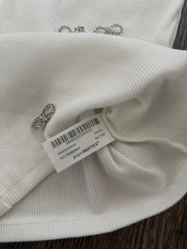 Zara rhinestone bow jewel ribbed tank top - Image 4