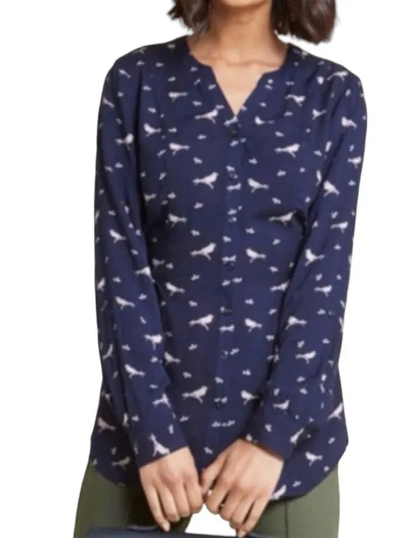 Modcloth Trusty Traveler Bird Print Top - Image 3