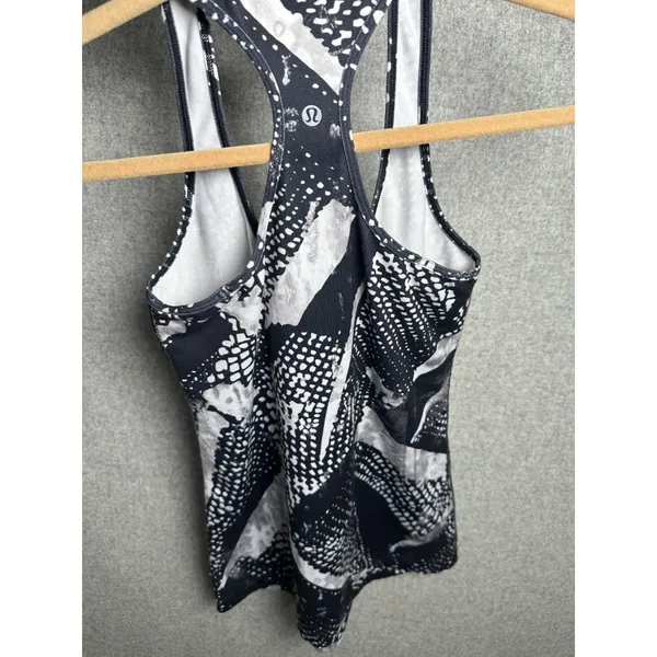Lululemon Womens Racerback Tank Top Black White‎ Sleeveless Stretch Yoga - Image 9