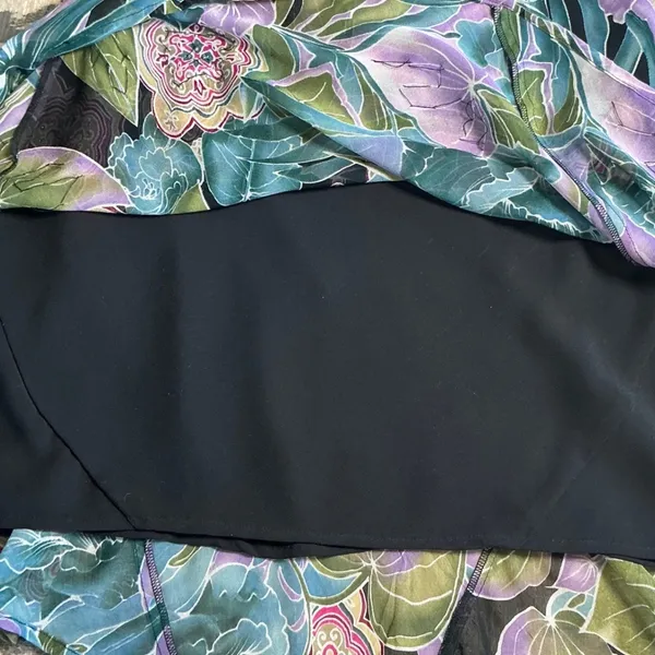 Y2K Vintage Silk Floral Beaded Skirt M Boho Lined Midi New York City Design Co - Image 8