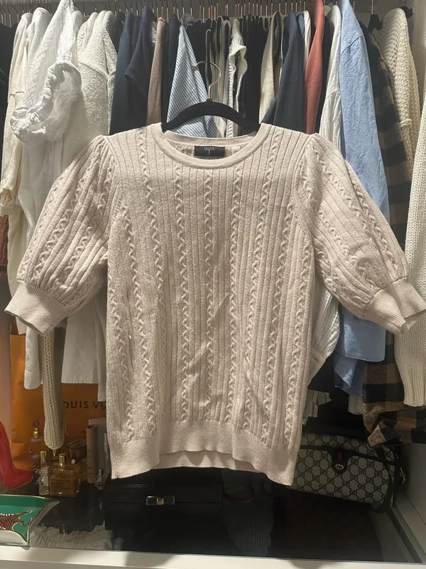 Elie Tahari Cable Knit Puff Sleeve Top - Image 2
