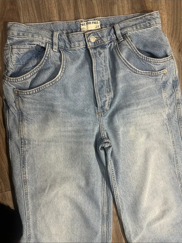 We The Free Light Blue High-Rise Wide Leg Jeans - Image 2