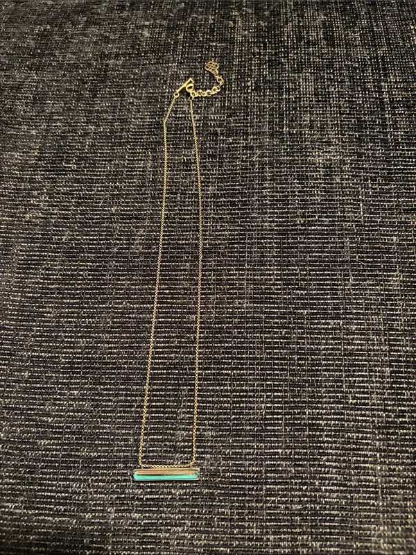 Retired Kendra Scott Jack Gunmetal Rainbow Crystal Bar Pendant Necklace - Image 2