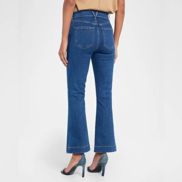 Veronica beard Carson ankle flare high rise jeans in washed oxford blue denim 30 - Image 6