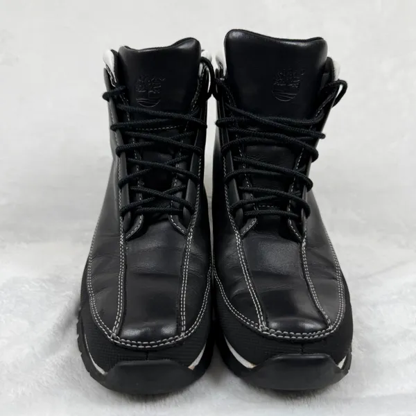 Timberland Black Leather Heeled Ankle‎ Boots Contrast Stitching Lace Up 7.5 READ - Image 4