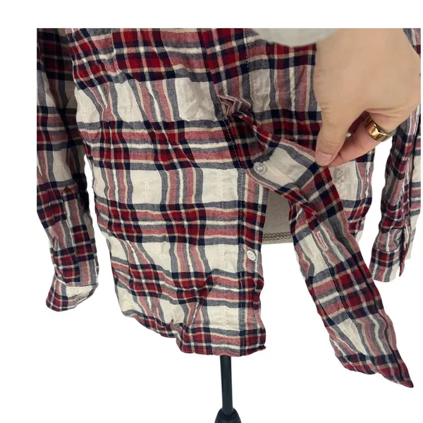 Jenni Kayne‎ Sequoia Plaid Cotton Button Down Shirt Red Cream S - Image 11