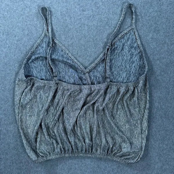 Rue 21 Silver Metallic Crop Top Size Medium V-neck Faux Wrap Spaghetti Strap Y2k - Image 6