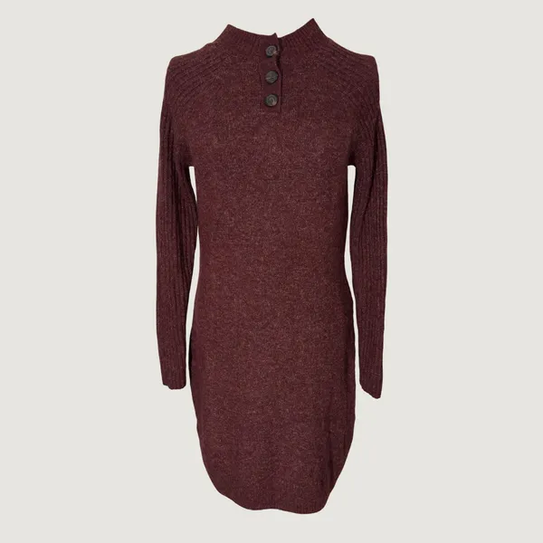3275 | Y2K Abercrombie & Fitch Henley Sweater Dress Burgundy Women S - Image 5