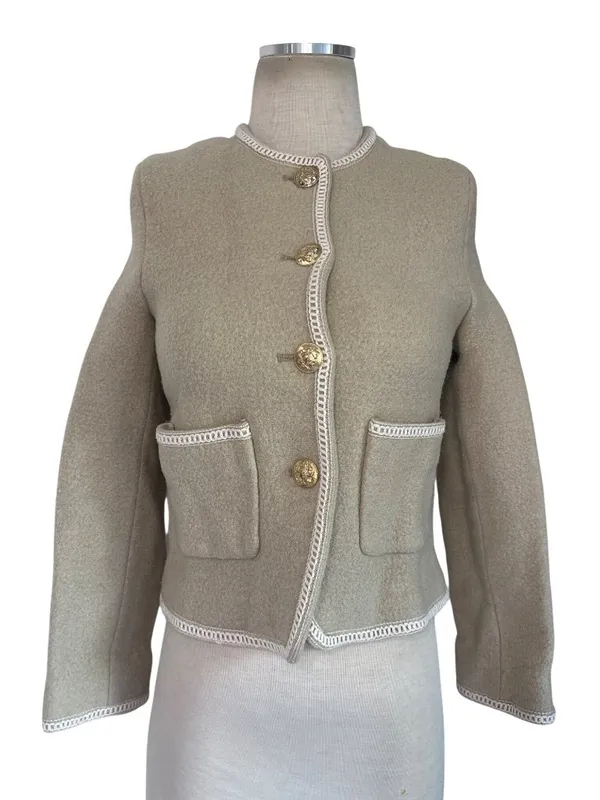 DUNST Beige Tweed Boucle Jacket in Small Womens Wool Jacket - Image 4