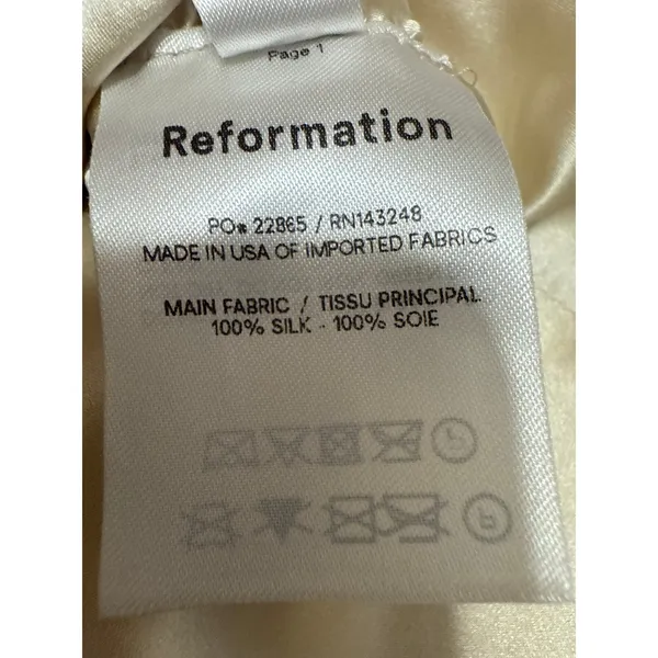 NEW Reformation Gold 100% Silk Sleeveless Cami Camisole Smocked Crop Tank Top 10 - Image 5