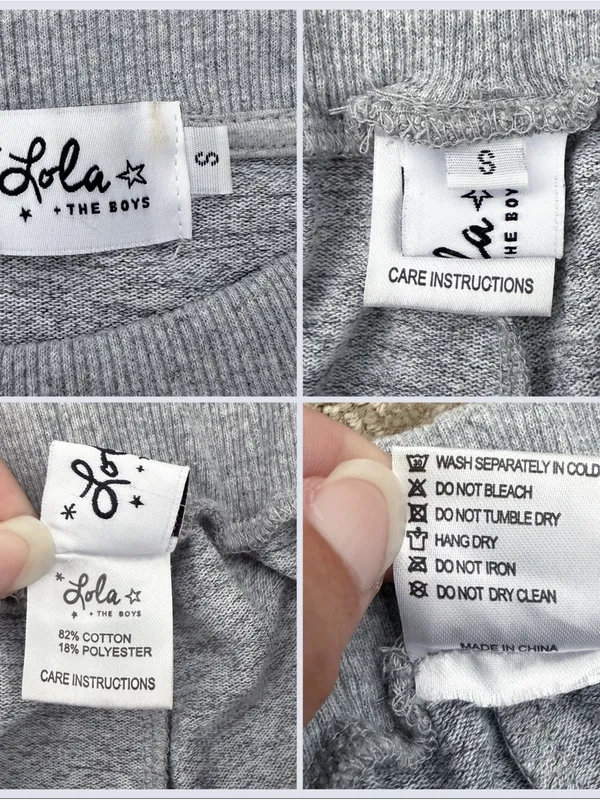 Lola And The Boys Heather Grey Rainbow Sequins Crew Neck Joggers Knit Set Small - Image 12