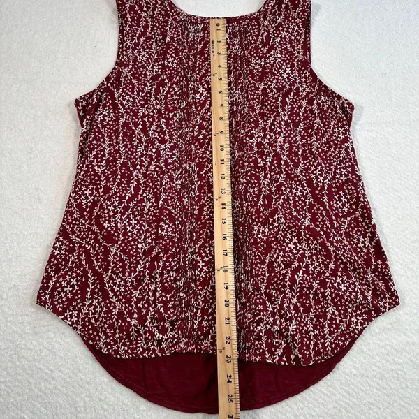 Dolan Anthropologie Tank Top Women's Large Wine Floral Solid Back Pleated Front - Image 5