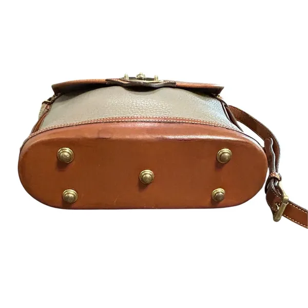 Dooney & Bourke Vintage Leather Shoulder Taupe Tan Cavalry Spectator Crossbody - Image 7