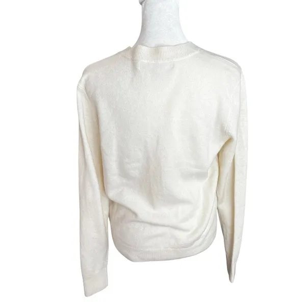 Hill House Audrey Merino Wool Cardigan Pearl Buttons Cream XS - Image 5