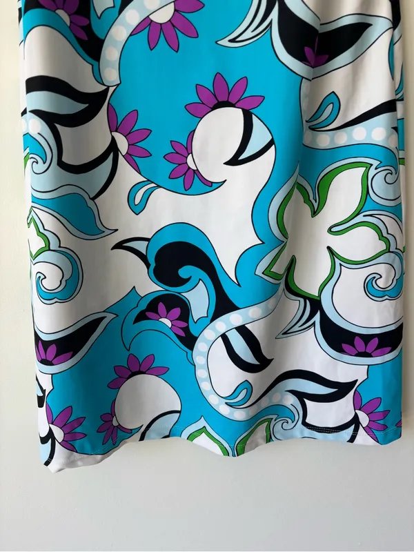 Jude Connally Sleeveless Sheath Mini Dress Blue White Purple Abstract Floral - Image 4