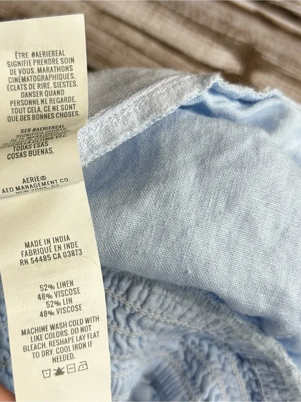 aerie Light Blue Wide-Leg Linen Blend Lounge Shorts Coastal Vacation Size Small - Image 6