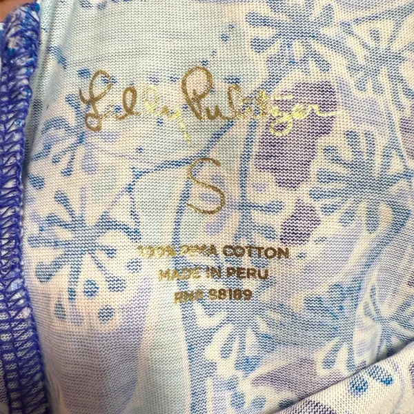 Lilly Pulitzer Kristen Dress Koalafications‎ Royal Purple Floral Pima Size S - Image 4