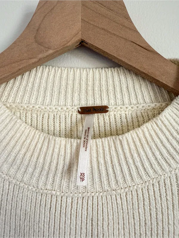 Free People Cream Easy Street Cropped Pullover XS - Image 6