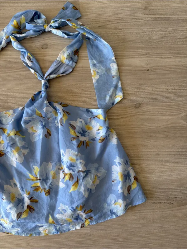 Emory Park Light Blue Floral Tie-Neck Halter Top - Image 2