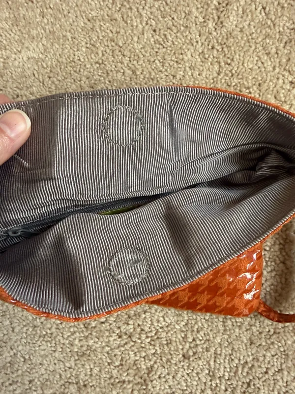 Jazzd Lightweight Orange Houndstooth Small Shoulder Bag - Image 6