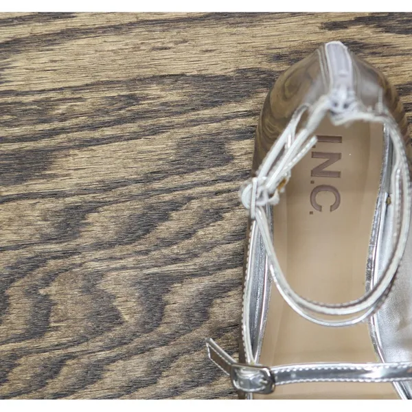 INC International Concepts Womens Valan Triple-Strapped Flats Silver Gray 7.5M - Image 7