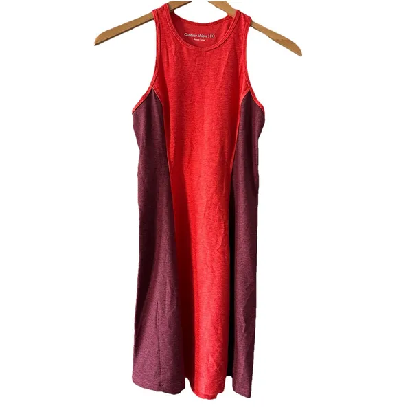 Outdoor Voices Athena Colorblock Tank Dress Small Red‎ Maroon Racerback Athletic - Image 2