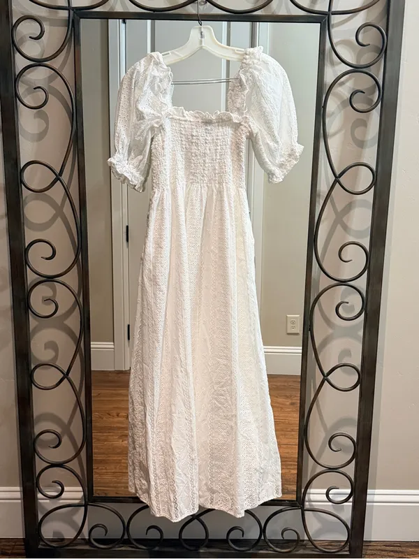 Hill House Home The Scarlett Nap Fit & Flare Midi Dress M white - Image 5