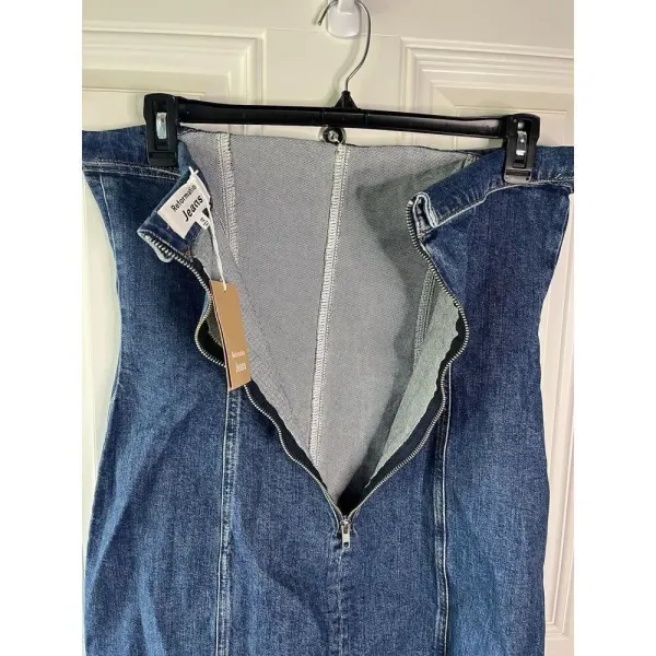 Reformation NWT Madilyn denim blue jean strapless mini dress Zip Up Size 12 - Image 5