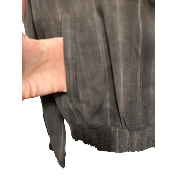 Mystree Gray Vertical Stripe Bomber‎ Jacket Lightweight Quarter Zip Women's L - Image 5