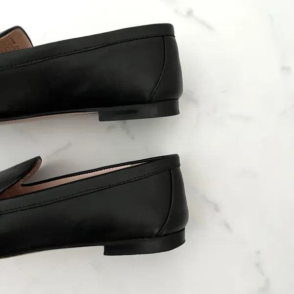 J.Crew Cecile Leather Smoking Slippers Loafers Black 7 Minimalist Classic Flats - Image 7