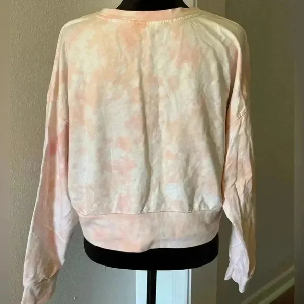 Guess Pink Acid Wash Cropped Sweatshirt - Image 3