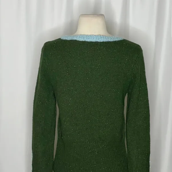Anthropologie SLEEPING ON SNOW Green Cashmere Wool Button Sweater Knit Small - Image 9