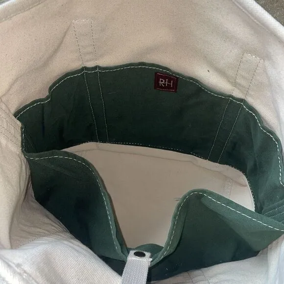 RESTORATION HARDWARE BOAT & TOTE‎ BEIGE Green CANVAS Large Logo - Image 7