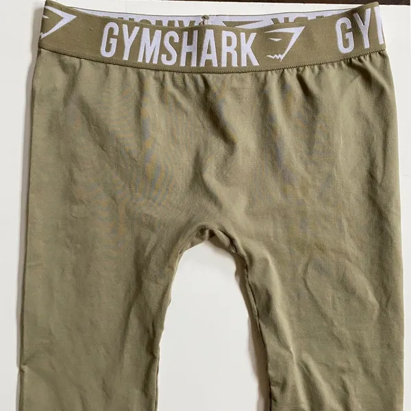 Gymshark Flex Leggings Womens‎ Medium Olive Green Seamless Logo Waistband Pants - Image 2