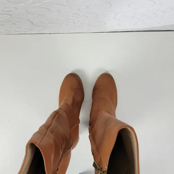 Kenneth Cole NY Justin Womens Boots Size 8.5 Cognac Leather Knee‎ High Round Toe - Image 7