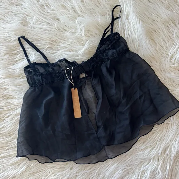 Skims Romance Babydoll Top Onyx Size Small - Image 9
