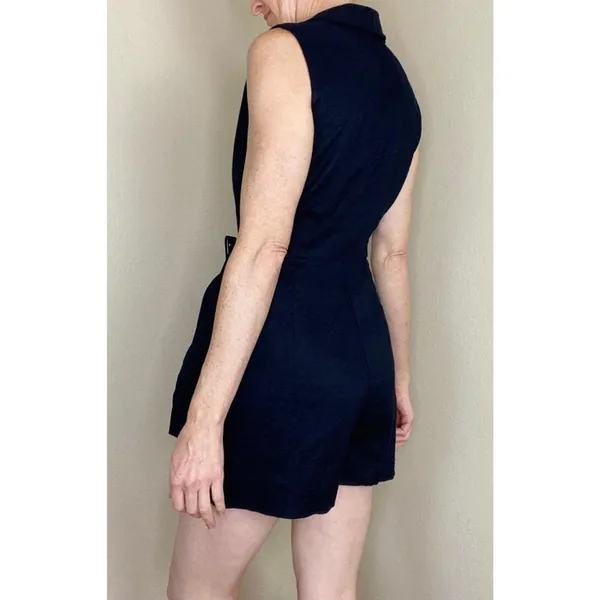 ZARA Dark Navy Blue Sailor Retro Sleeveless Romper - Image 4