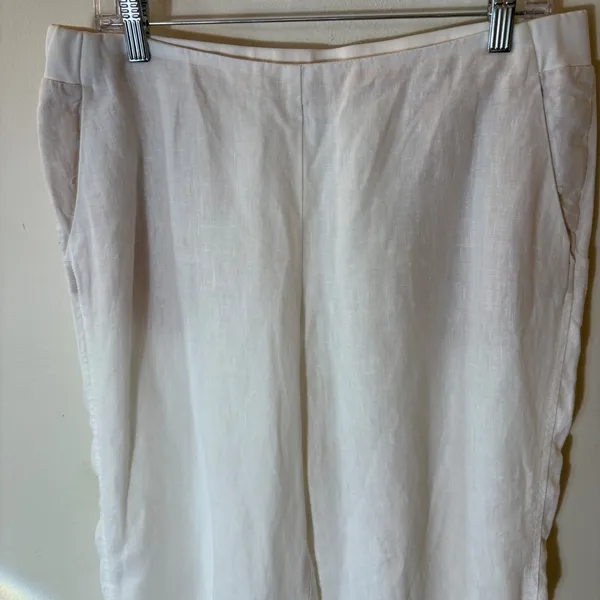 J.‎ Jill Love Linen White Straight Leg Pull On Pants Size Medium - Image 2