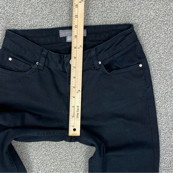 Zara Jeans‎ Womens 8 Black Beaded Back Pocket Straight Leg Low Rise Stretch - Image 9