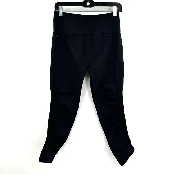 Fabletics size‎ large black leggings ruched side legs - Image 2